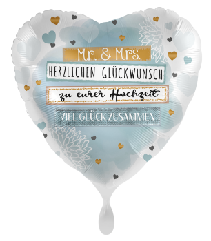 Folienballon - Mr. & Mrs. Glückwunsch! - ø 43cm